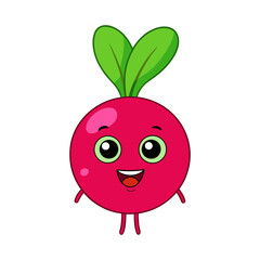 Obraz premium Cartoon a radish character vector illustration design