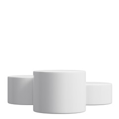 3D realistic white podium on transparent background. Product showcase 3D Rendering stye