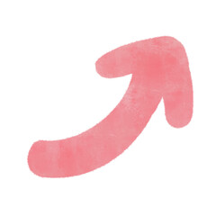 シンプルな水彩風の赤色の上向き矢印のイラスト