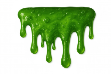 Viscous green slime dripping, bubbling with eerie texture against transparent backdrop, embodying playful halloween aesthetic