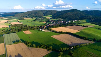 Panoramic aerial view of a rural landscape