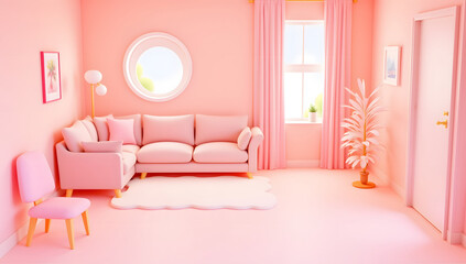 Creative modern simple interior living room 3D background