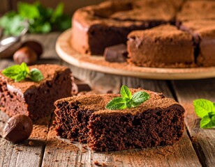 chocolate cake with mint