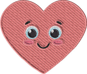 Colorful Illustration Embroidered of Smiling Heart