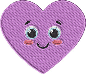Colorful Illustration Embroidered of Smiling Heart