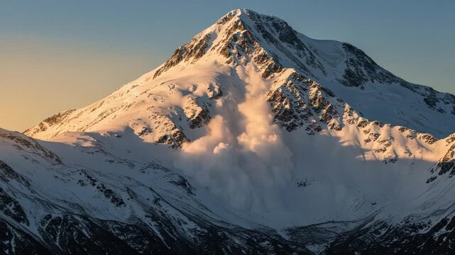 Mountain avalanche sunrise