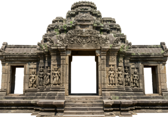 Ancient temple architecture showcasing intricate stone carvings and historical design elements, a cultural heritage site