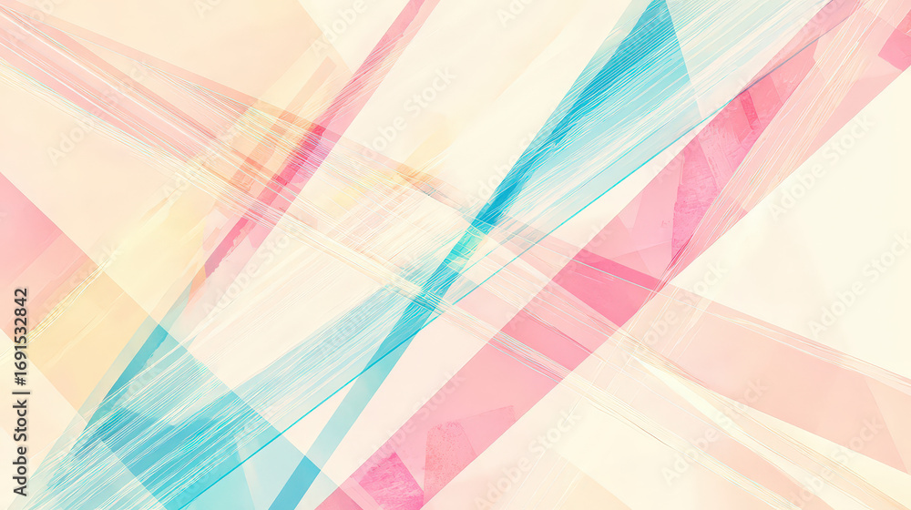 Aufkleber abstract design featuring angular intersecting lines in soft pastel colors, creating sense of moveme