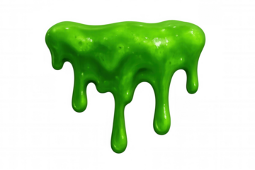 Viscous neon green slime dripping, creating slimy texture against transparent backdrop for spooky graphic design and halloween concepts