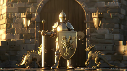 brave 3d cartoon royal knight in shining armor