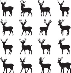 deer silhouette set on white background