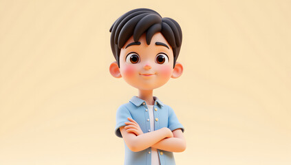 Obraz premium Cute Cartoon Boy for Children's Day Theme in 3D