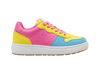 Colorful sneaker isolated on transparent background, a vibrant and stylish footwear choice