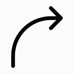 Curved Arrow Direction Isolated Vector Lineal Style Icon