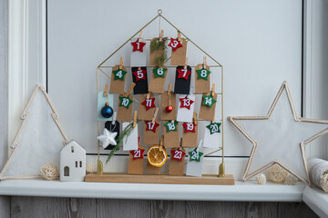 Step by step instruction of making handmade Christmas advent calendar. Creative craft homemade...