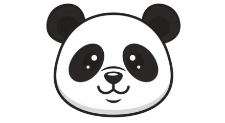 Striking silhouette of a panda bear's face with distinctive eye patches and a subtle luminous curve transparent background