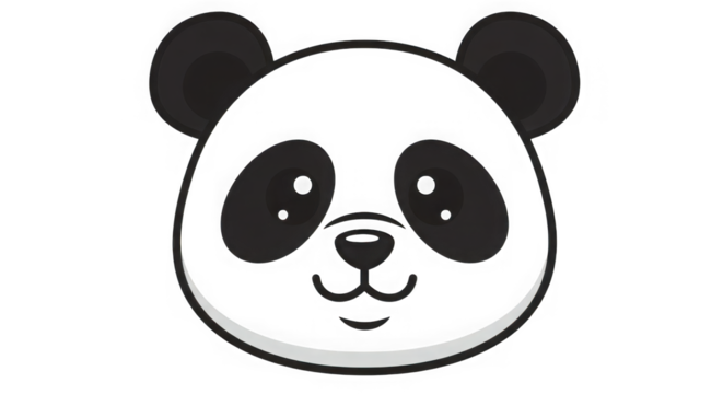 Striking silhouette of a panda bear's face with distinctive eye patches and a subtle luminous curve transparent background