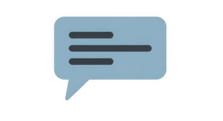 Speech bubble icon with text lines communication symbol for messaging chat and conversation graphics transparent background