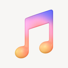 Music note icon, 3D rendering illustration