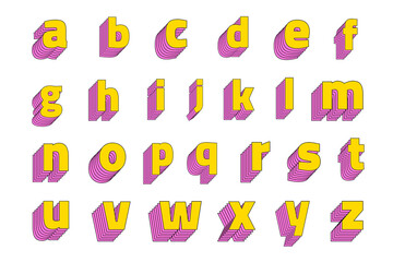 Transparent layered alphabet set retro typeface