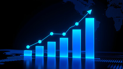 3D Rendered Illustration of Future Technology Bar Chart