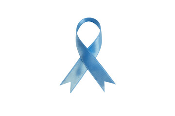 Blue ribbon for prostate cancer awareness, isolated on white, PNG