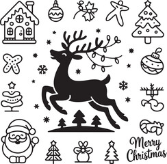 silhouette Christmas Vector Icon Set