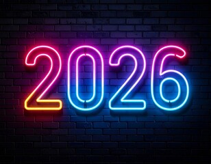 Neon Light &lsquo;2026&rsquo; Background