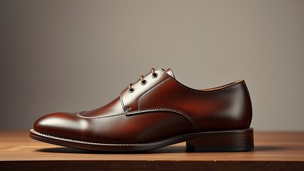 Handmade leather shoes displayed with meticulous craftsmanship on a neutral studio background.