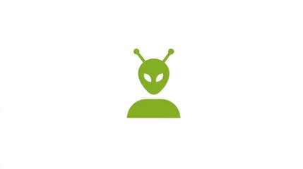 Simple Geometric Alien Icon on White Background
