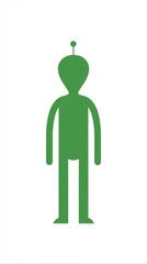 Minimal Flat Silhouette of Green Alien Character
