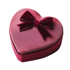 Heart shaped red gift box with decorative bow, perfect for special occasions like Valentine Day or anniversaries