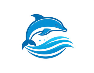 Obraz premium Modern Stylized Dolphin Jumping Above Ocean Wave Logo Design
