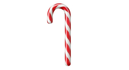Festive red and white striped candy cane hung on a with subtle lighting during the holiday season transparent background