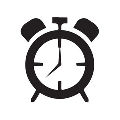 Alarm clock icon, time management symbol