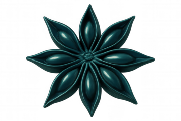 Rotating teal star anise spice, showcasing its glossy texture, ideal for enhancing food and beverage marketing campaigns