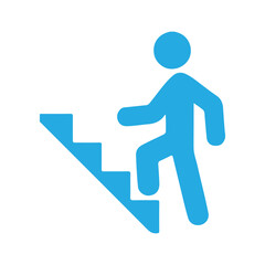 Person Climbing Stairs Icon – Progress, Growth, Success Symbol