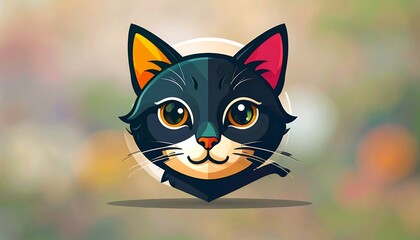 Obraz premium Cartoon Cat Head Illustration