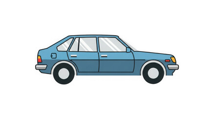 Fototapeta premium Retro blue sedan car side view isolated on black a classic automobile with subtle pixelated details evokes nostalgia transparent background