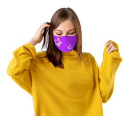 Girl png wearing face mask to prevent Covid 19