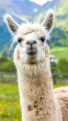 Obraz premium Close-up of a friendly llama