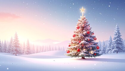 Christmas Tree in Snowy Landscape