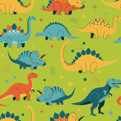 seamless pattern with dinosaurs