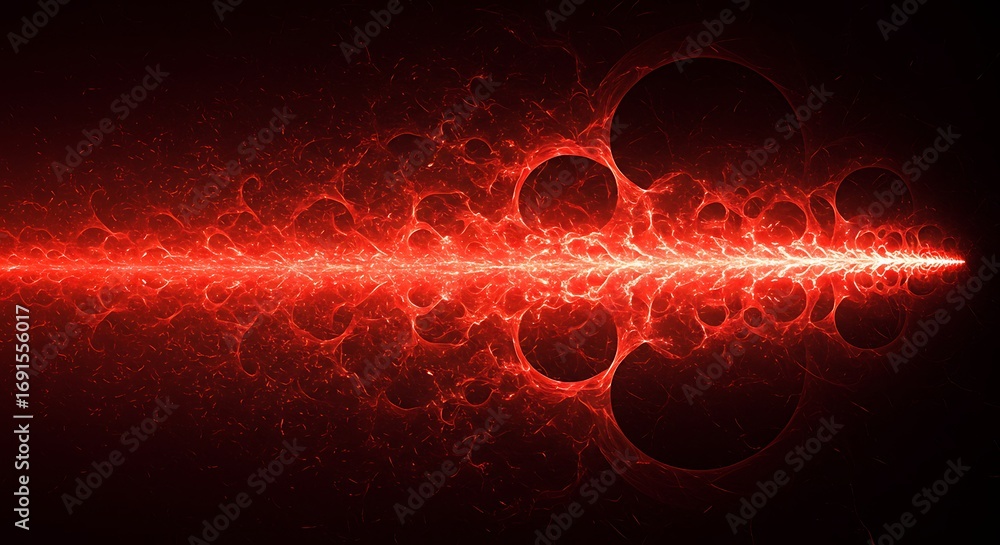 Aufkleber intense and dynamic red energy burst with intricate fractal patterns and glowing light effects, crea