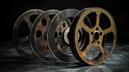 Old film reels vintage equipment