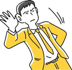 聞き耳を立てるビジネスマン