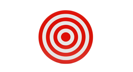 Red and white concentric circles isolated on a transparent background