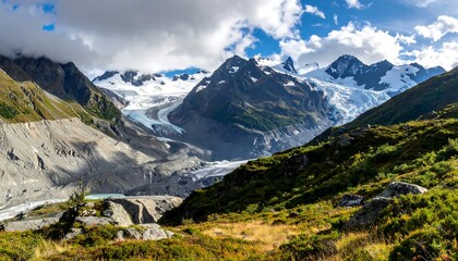 Glacier blankets mountain pass