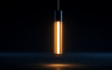Vintage-style filament light bulb emitting warm glow in dark background
