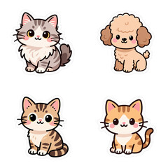 Fototapeta premium transparent background - collection of cute animals sticks